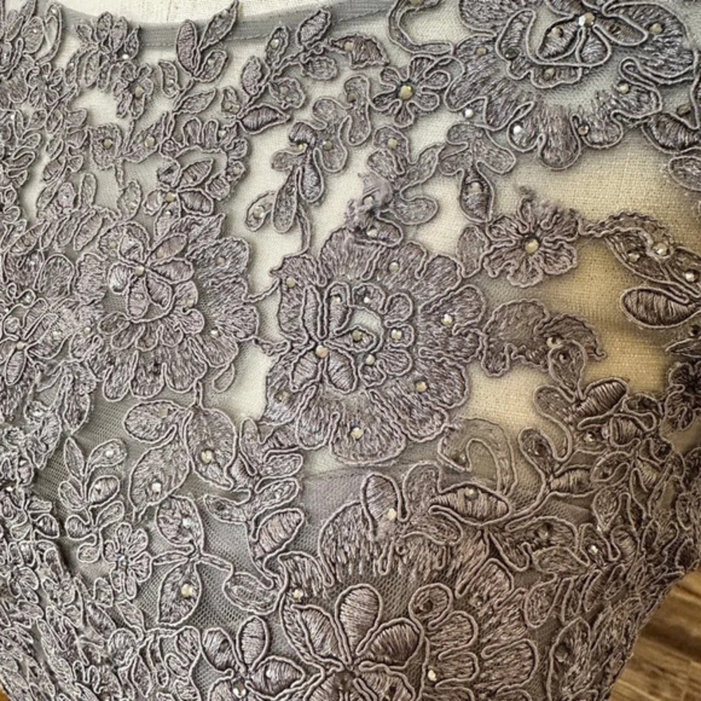 La Femme‎ Lace & Crystal Gown in Platinum - Brand new! - Size 6 - MSRP $535 - Picture 4 of 11